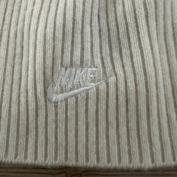 Nike 100% Cashmere Cream Beanie – Ribbed Knit – Luxe Everyday Layer - Picture 4 of 5